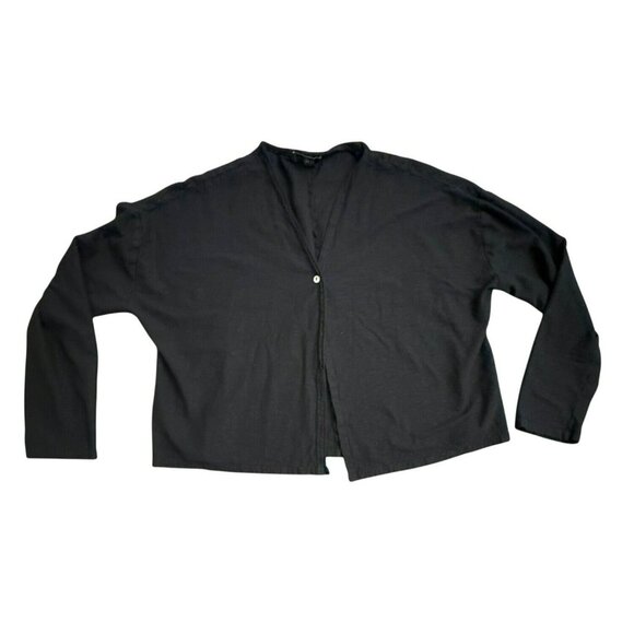 Cut Loose Black Open Cardigan Jacket Size  XL Cotton Linen Artsy Relaxed - Picture 1 of 4